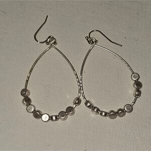 Lucky brand Elegant‎ Silver Beaded Hoop Earrings